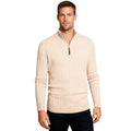 Oliver Grant | Beige Zip Knit Sweater For Men