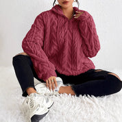 Iris Whitfield | Fleecový pulóver s vrkočovým úpletom a zipsom