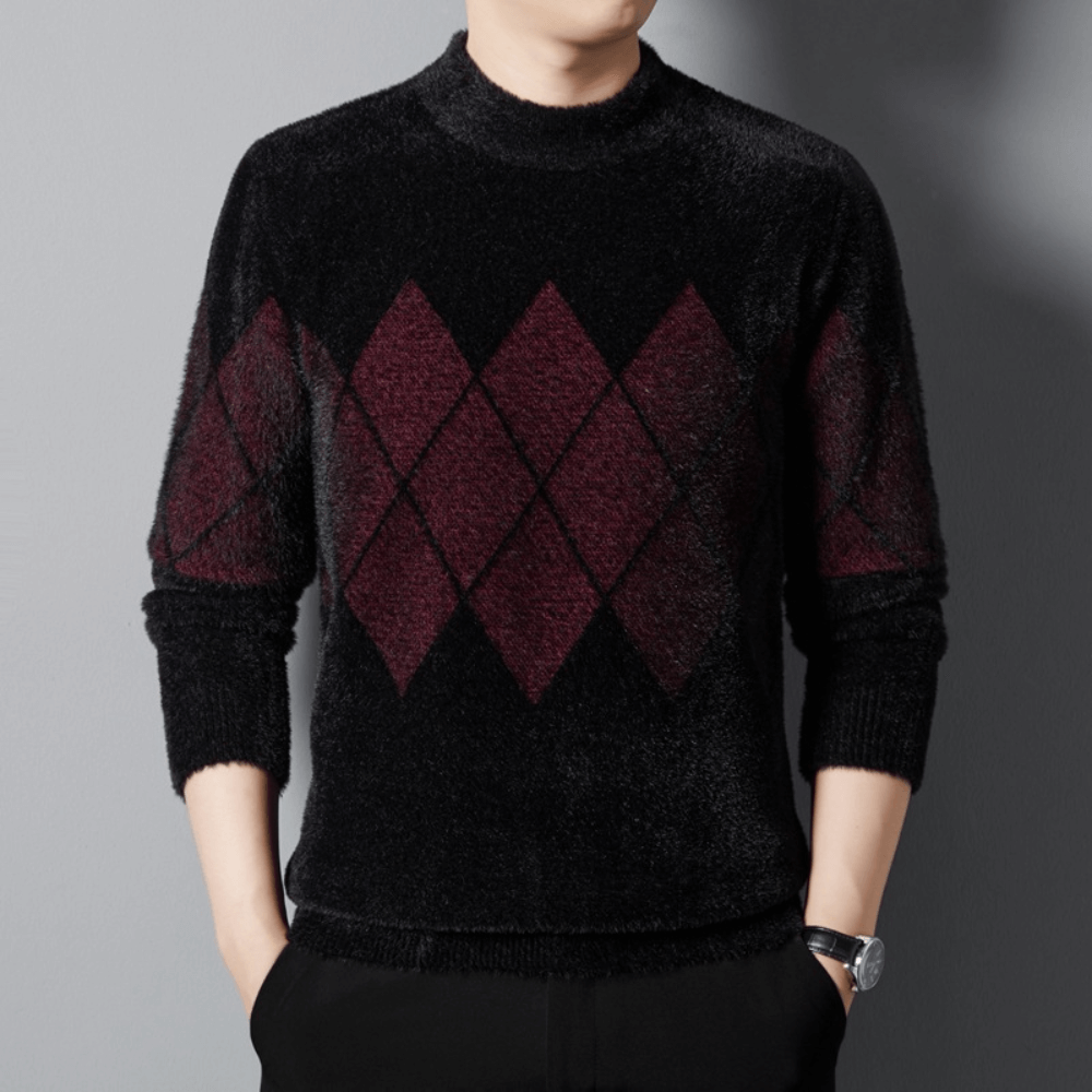 Percy Ellison | Argyle Mock Neck Sweater