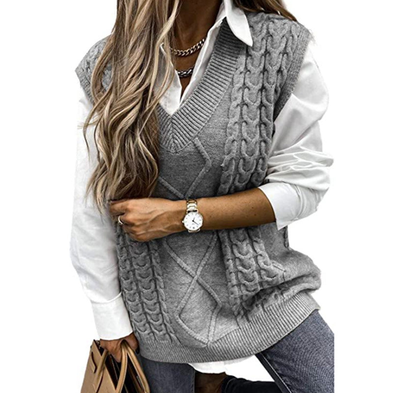 Beatrice Turner | Cable Knit V-Neck Sweater Vest