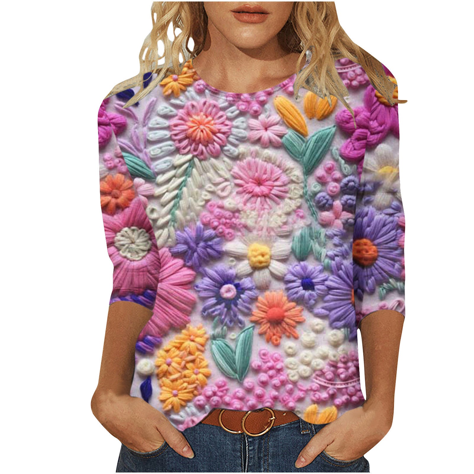 Rosie Fairbank | T-shirt z kwiatowym nadrukiem 3D