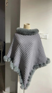 Thea Winship | Luxury Fur-Trim Cape Wrap