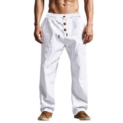 Fletcher Brown | Men's Linen-Blend Beach Trousers with Drawstring Waist