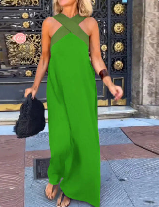 Olivia Brown | Cross-Back Colourblock Maxi Dress