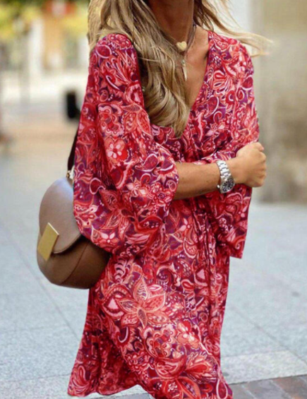Emma Cooper | Boho Floral A-Line Midi Dress