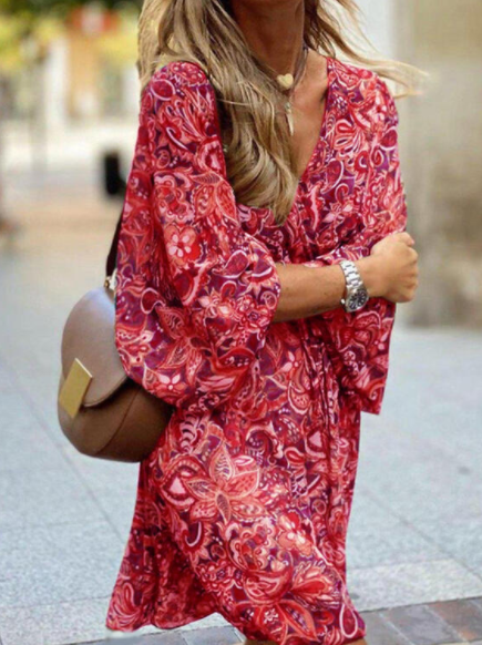 Emma Cooper | Midi šaty v boho štýle s kvetinovou potlačou áčkového strihu