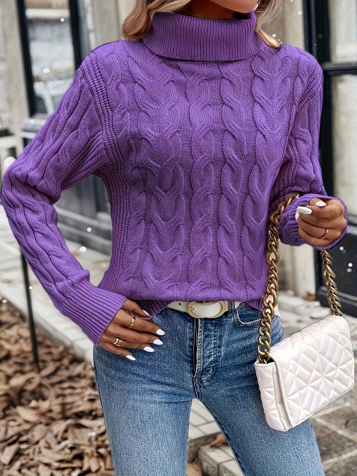Fenella Sutherland | Cozy Cable-Knit Turtleneck Sweater