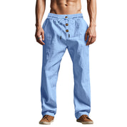 Fletcher Brown | Men's Linen-Blend Beach Trousers with Drawstring Waist