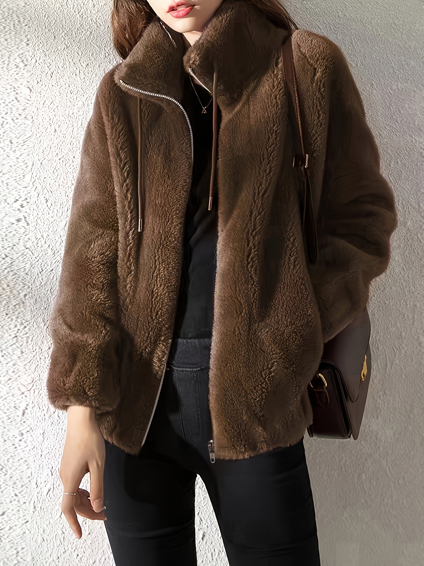 Nadia Fairfax | Faux Shearling Zip-Up Jacket