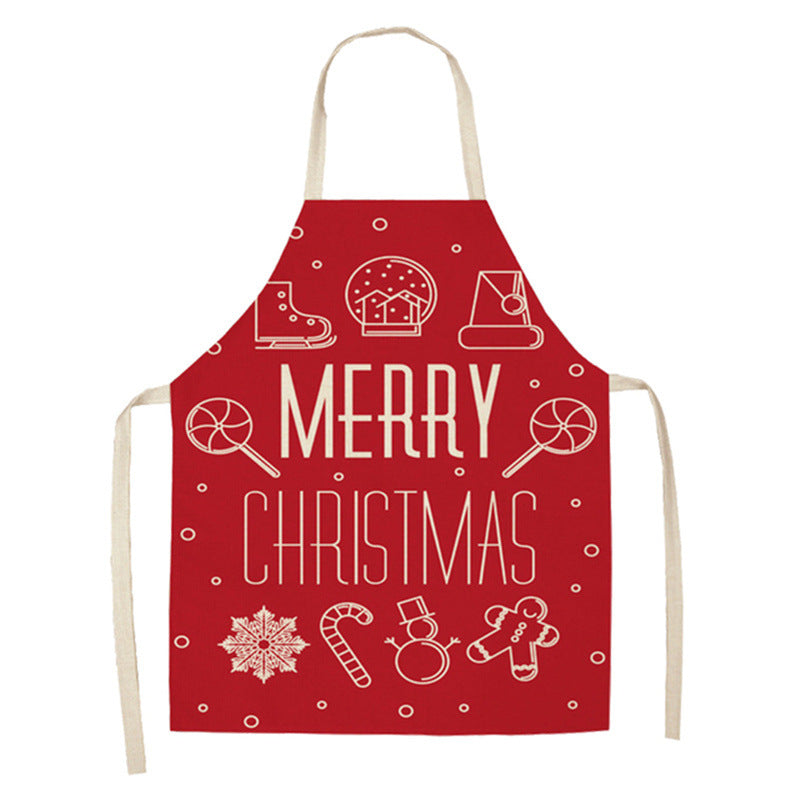 Tablier de Noël rouge imprimé avec bonhomme de neige Snowy Cheer