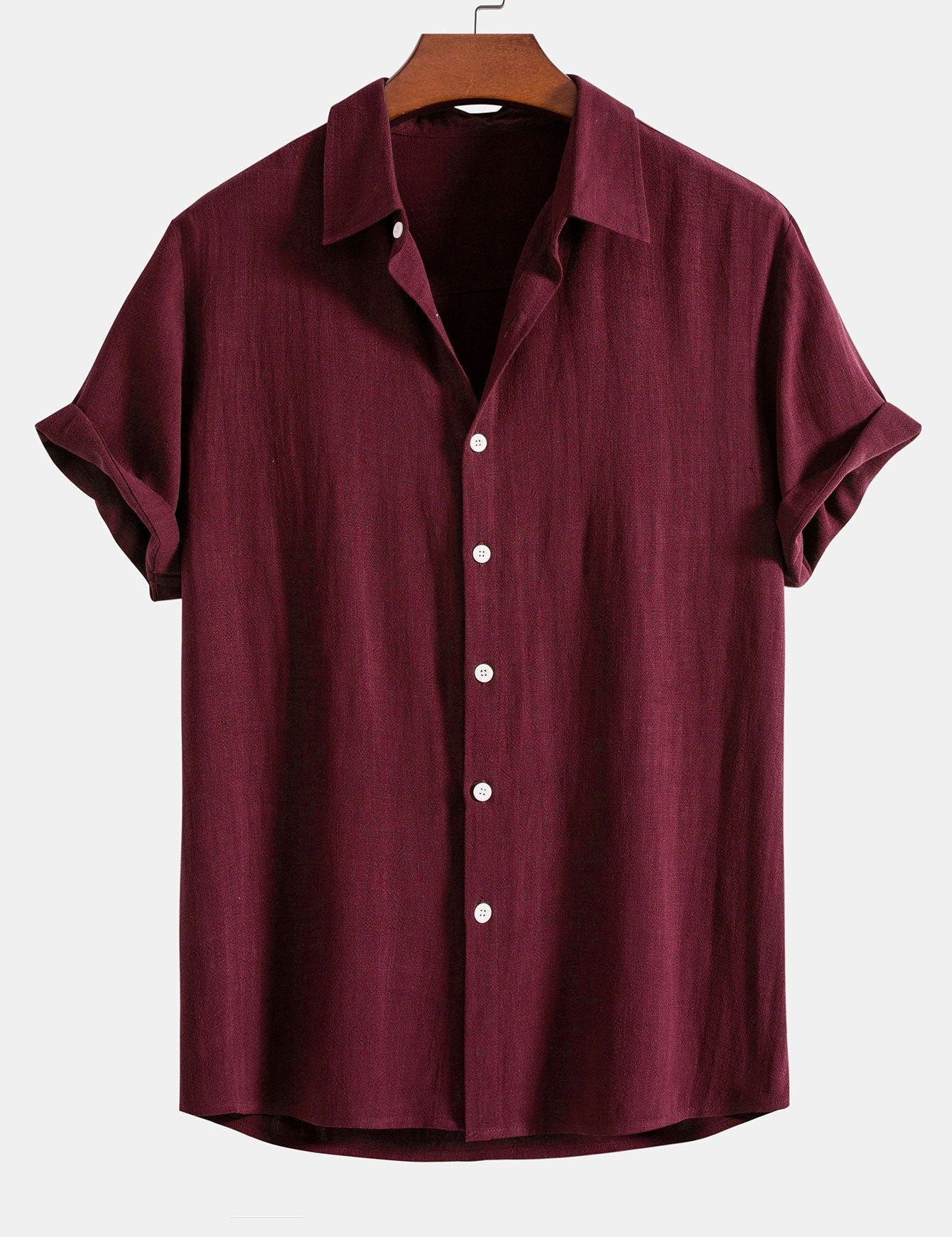 Theo Calder | Men's Linen Blend Short Sleeve Shirt in Rich Terracotta