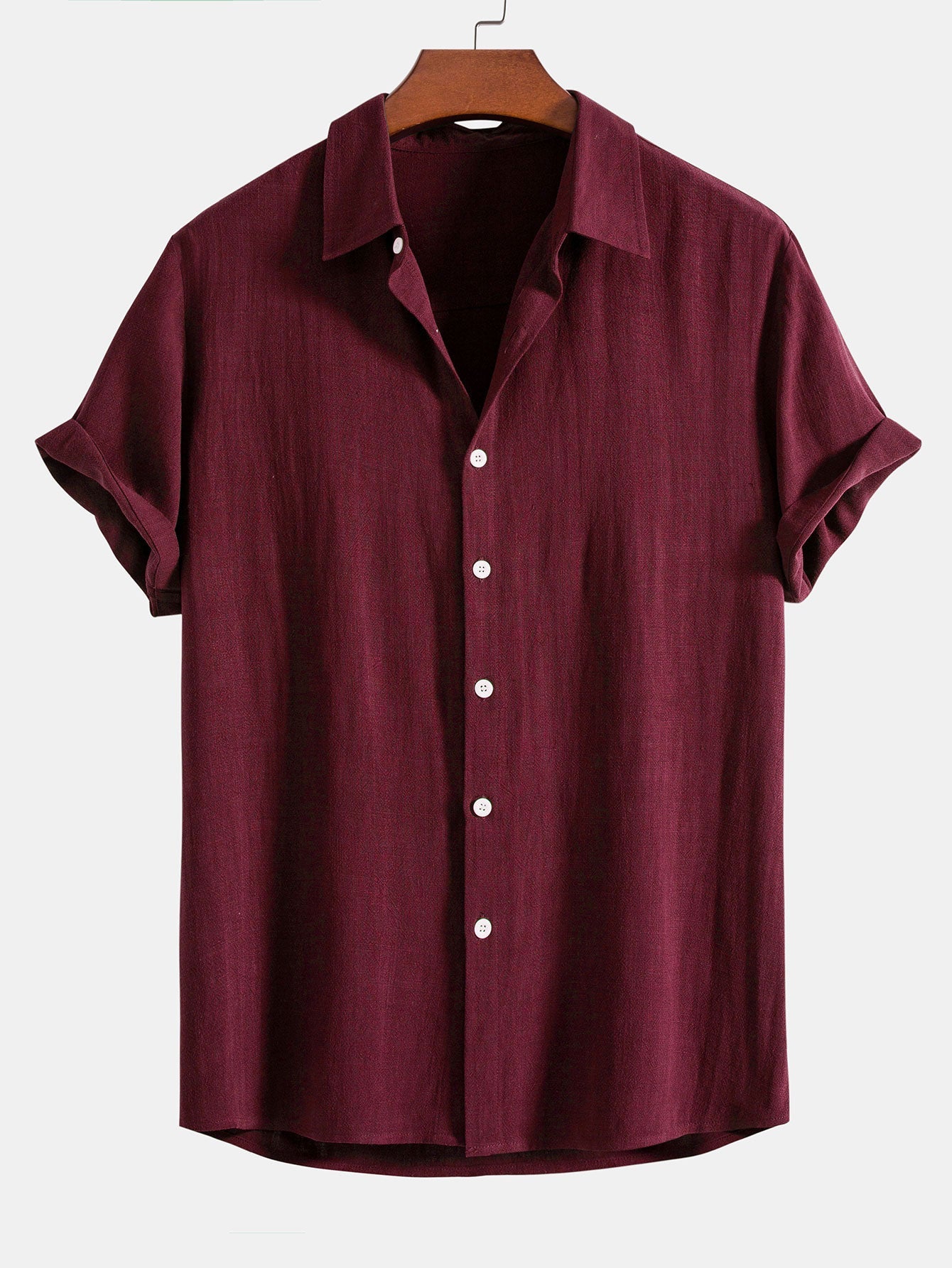 Theo Calder | Men's Linen Blend Short Sleeve Shirt in Rich Terracotta