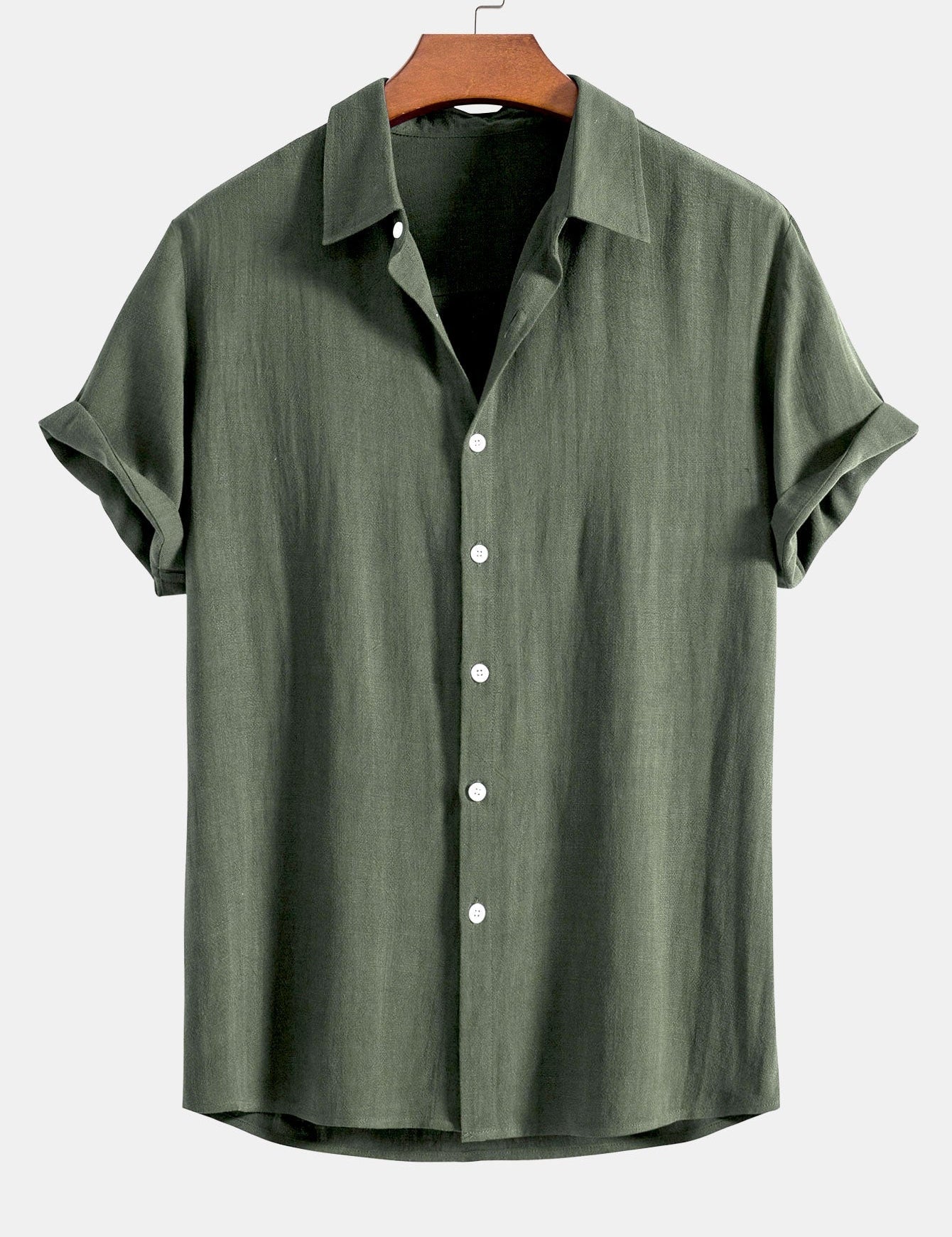 Theo Calder | Men's Linen Blend Short Sleeve Shirt in Rich Terracotta