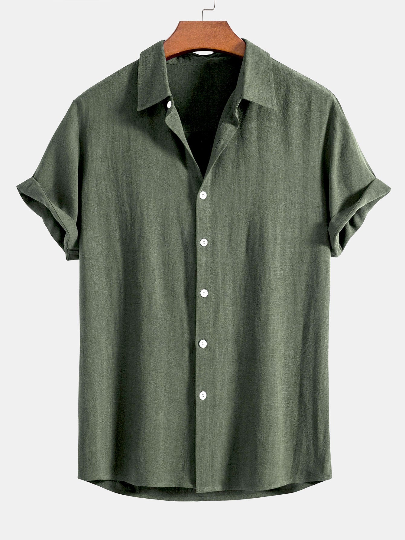Theo Calder | Men's Linen Blend Short Sleeve Shirt in Rich Terracotta