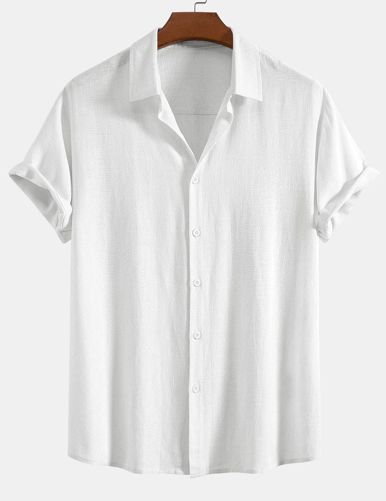 Theo Calder | Men's Linen Blend Short Sleeve Shirt in Rich Terracotta