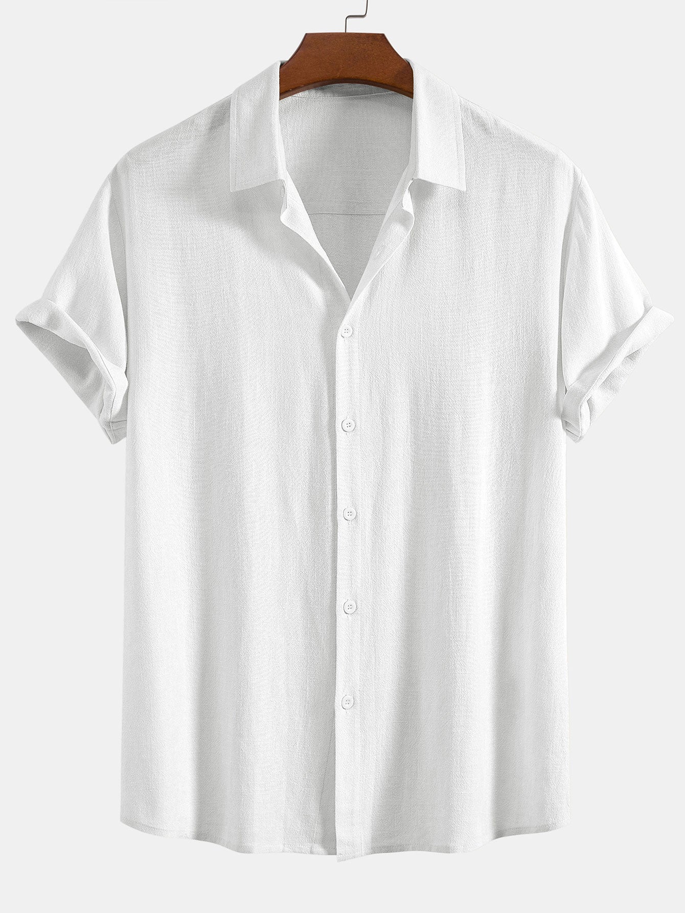 Theo Calder | Men's Linen Blend Short Sleeve Shirt in Rich Terracotta