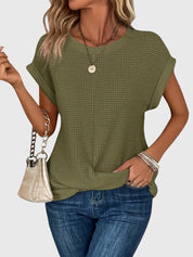 Marina Ashcombe | Waffle Knit Blouse With Crew Neck