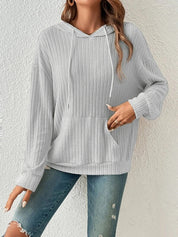 Clara Ashgrove | Ribbed Knit Hoodie With Drawstring Hood For Women