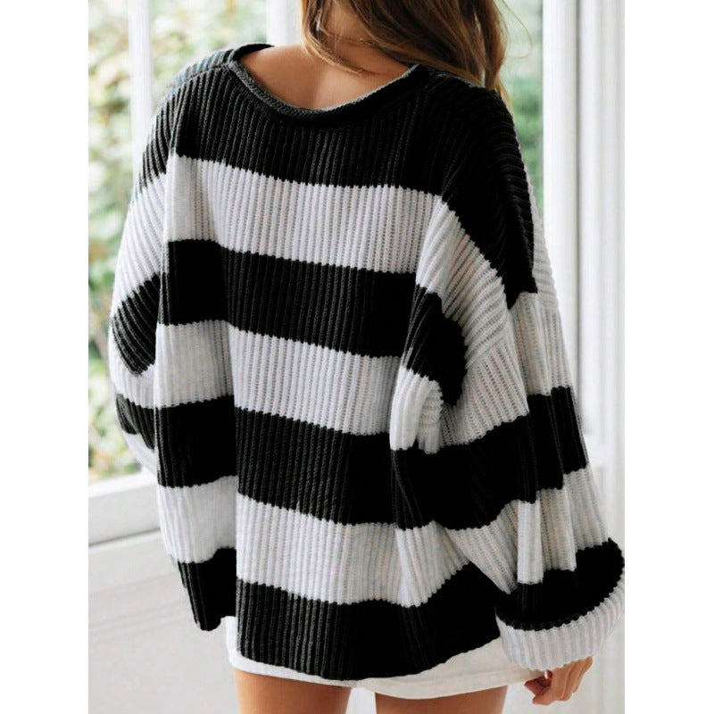 Sophie Lewis | Striped Batwing Sleeve Knit Sweater