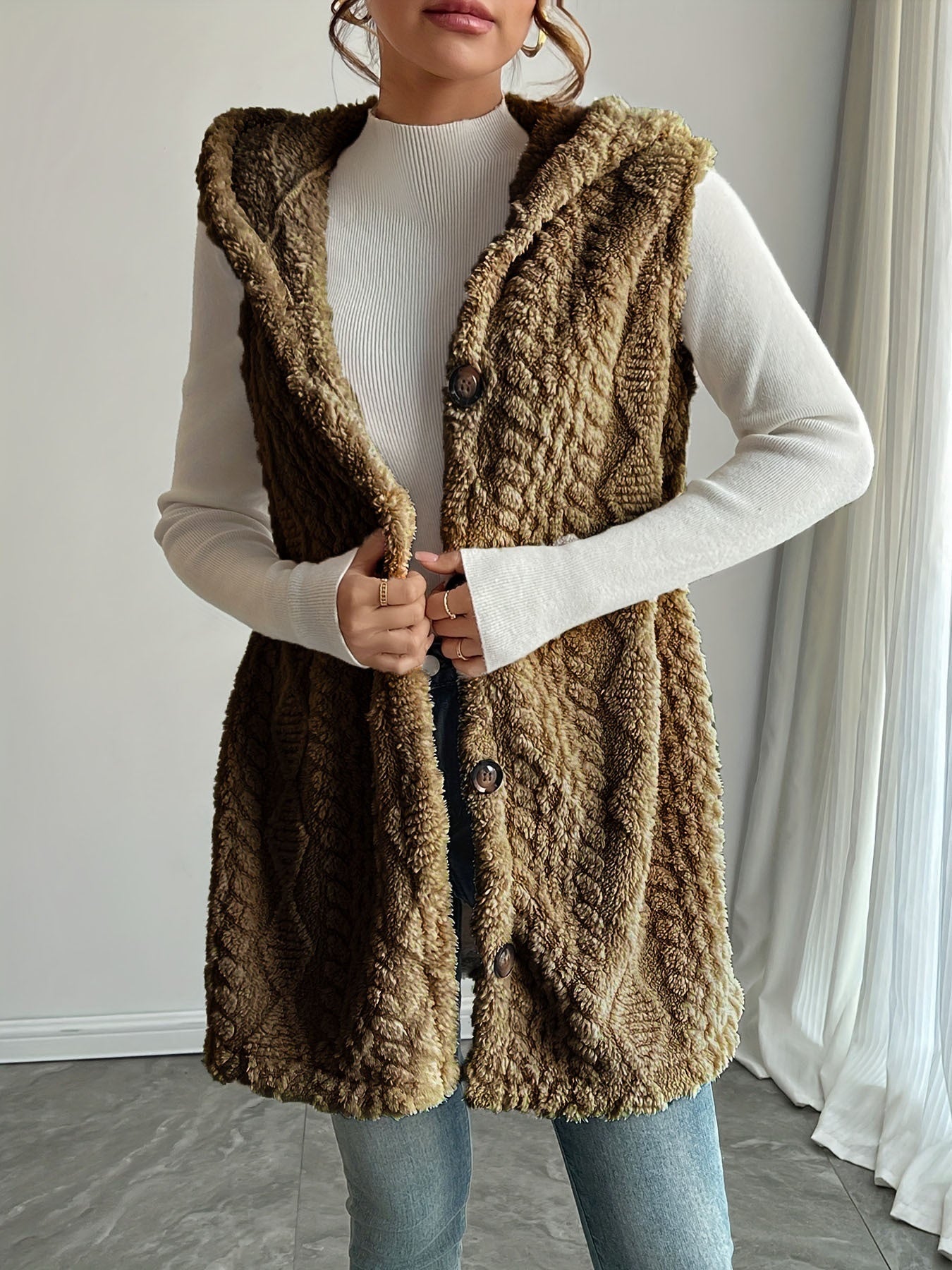 Rosie Clarke | Faux Fur Hooded Longline Vest