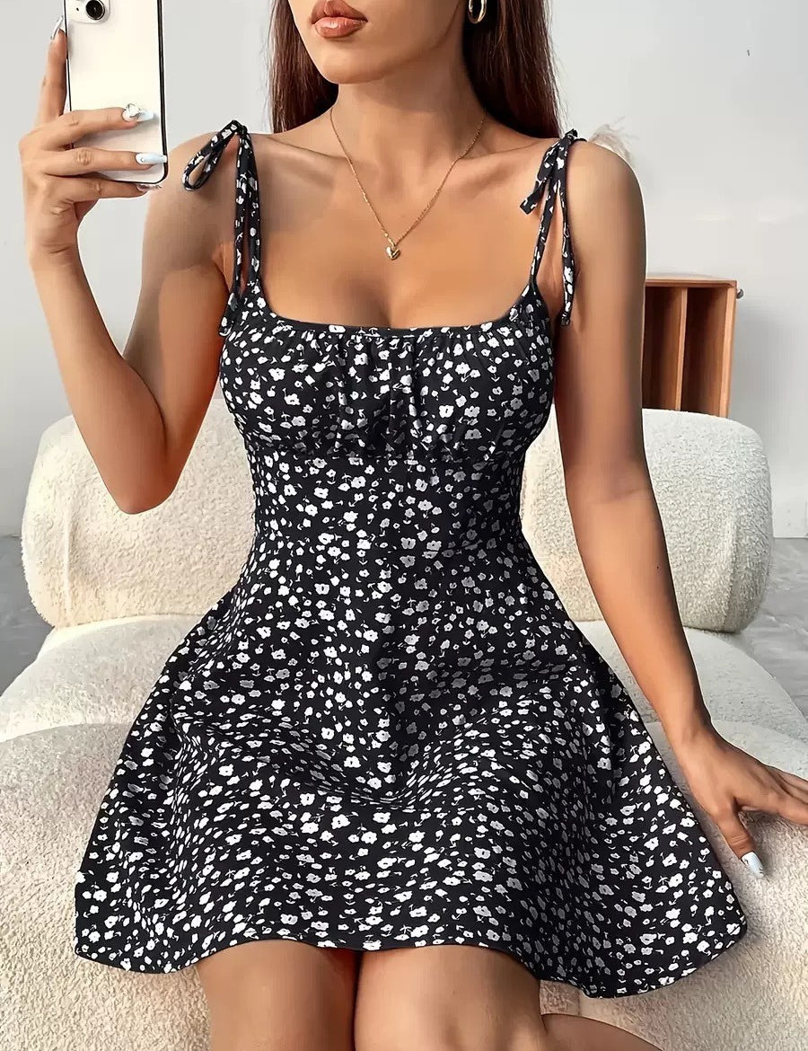 Saoirse Ashworth | Floral Tie-Strap A-Line Mini Dress