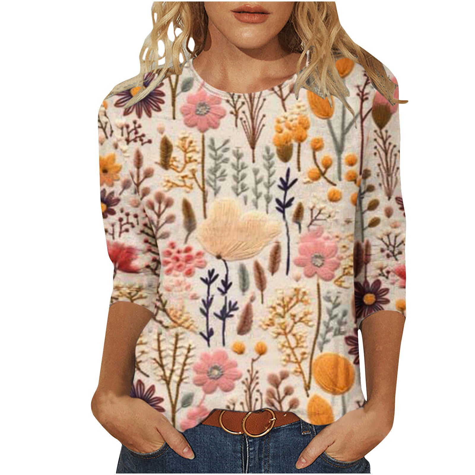 Rosie Fairbank | T-shirt z kwiatowym nadrukiem 3D