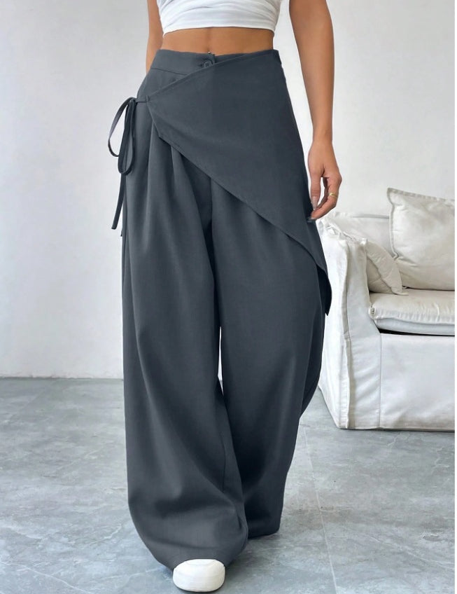 Verity Campbell | Wrap-Front Wide-Leg Trousers High-Waist Elegance