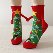 Cocoa Cheer | Chaussettes de Noël rouges magnétiques à motif de père Noël pour femmes