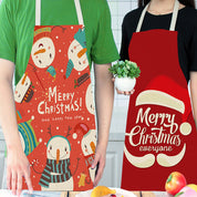 Tablier de Noël rouge imprimé avec bonhomme de neige Snowy Cheer