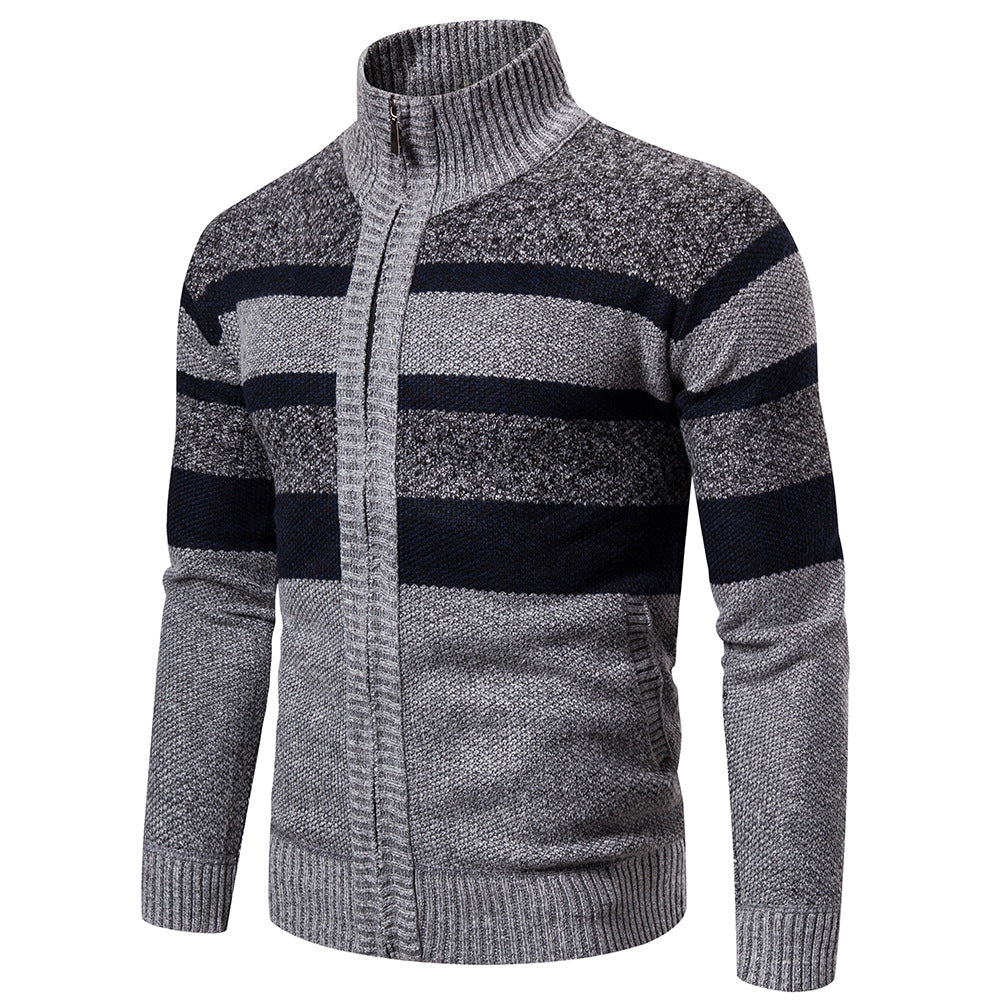 Graham Pearson | Striped Zip-Up Sweater For Men
