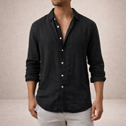 Matteo Villanueva | Men's Linen Button-Down Shirt in Blush Pink