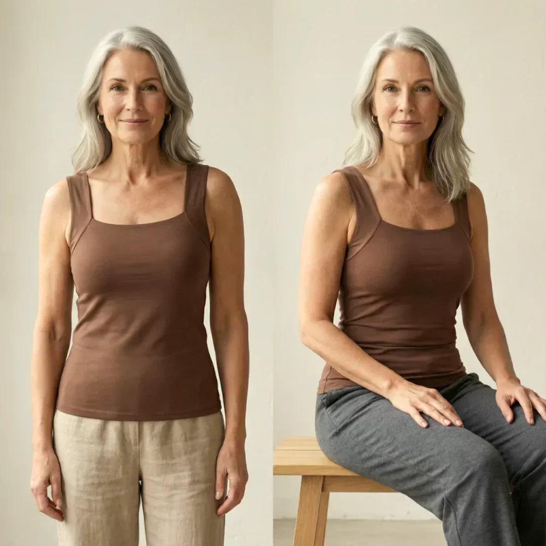 Victoria Wells | Built-In Bra Tank Top in Warm Mocha