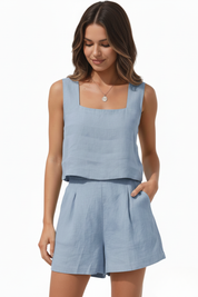 Sabrina Moreau | Linen Two-Piece Set – Sand Beige Coord