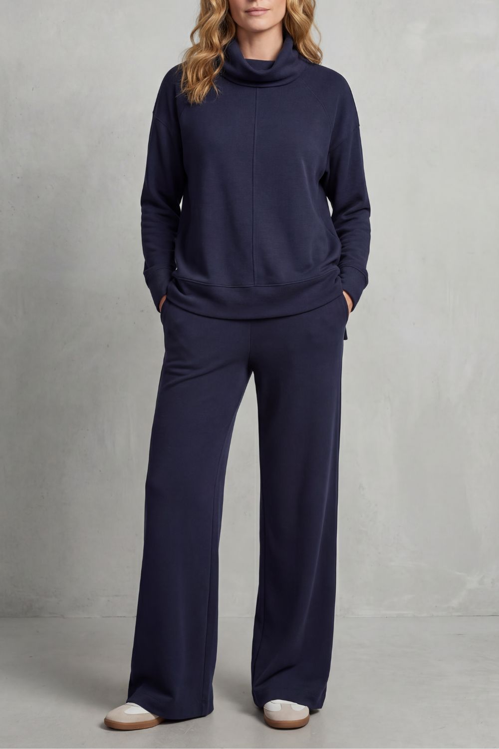 Tabitha Langford | Ensemble d’intérieur en maille Luverra – col roulé et pantalon à jambes larges