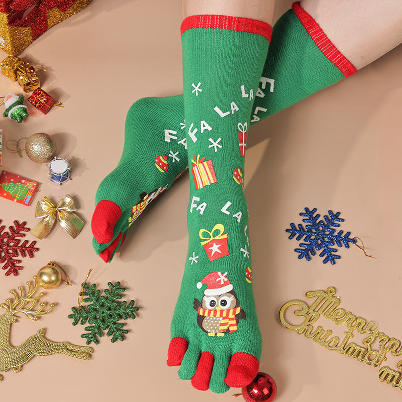Merry Toes | Chaussettes de Noël rouges à motif de père Noël pour femmes