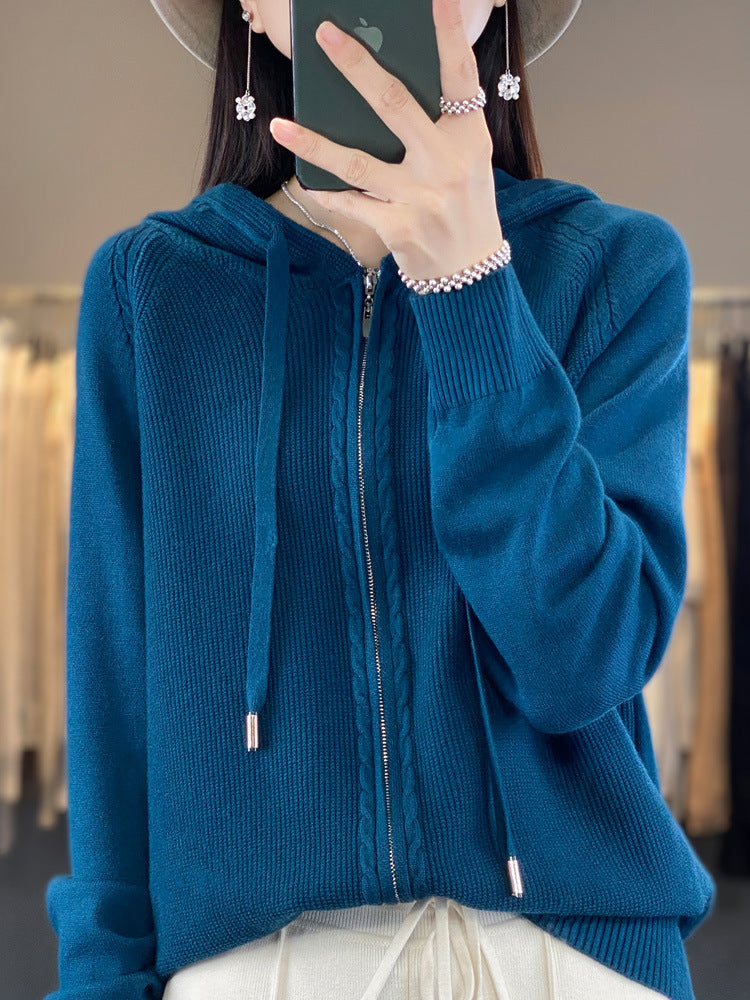 Georgina Wright | Zip-Up Knit Hoodie Cardigan