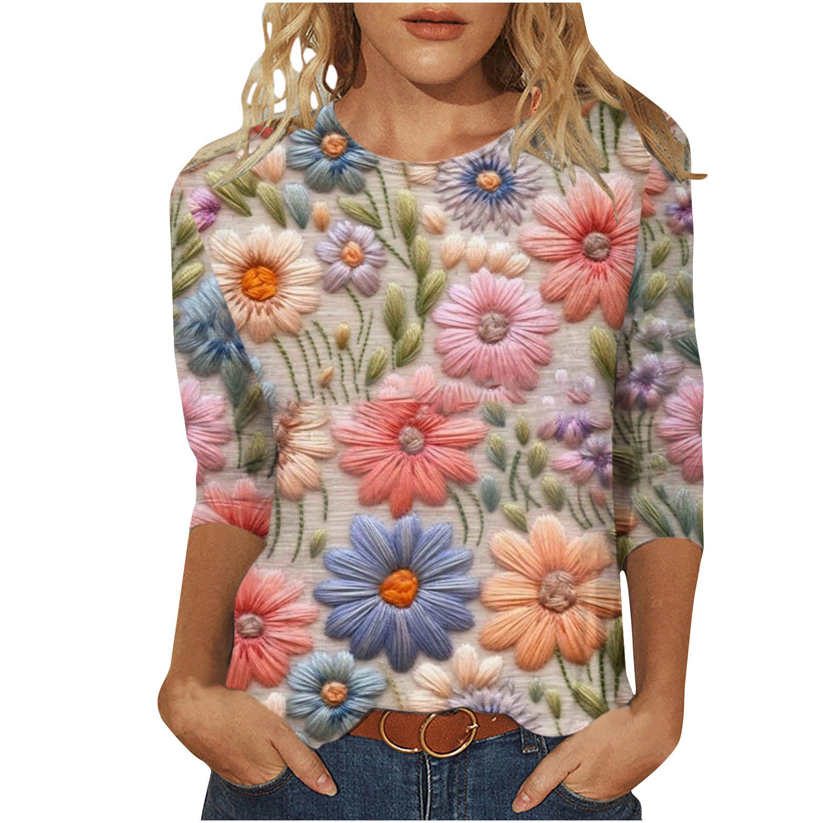 Rosie Fairbank | T-shirt z kwiatowym nadrukiem 3D