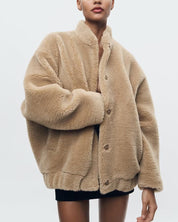 Veste teddy oversize Diana Hargreaves avec fermeture boutonnée