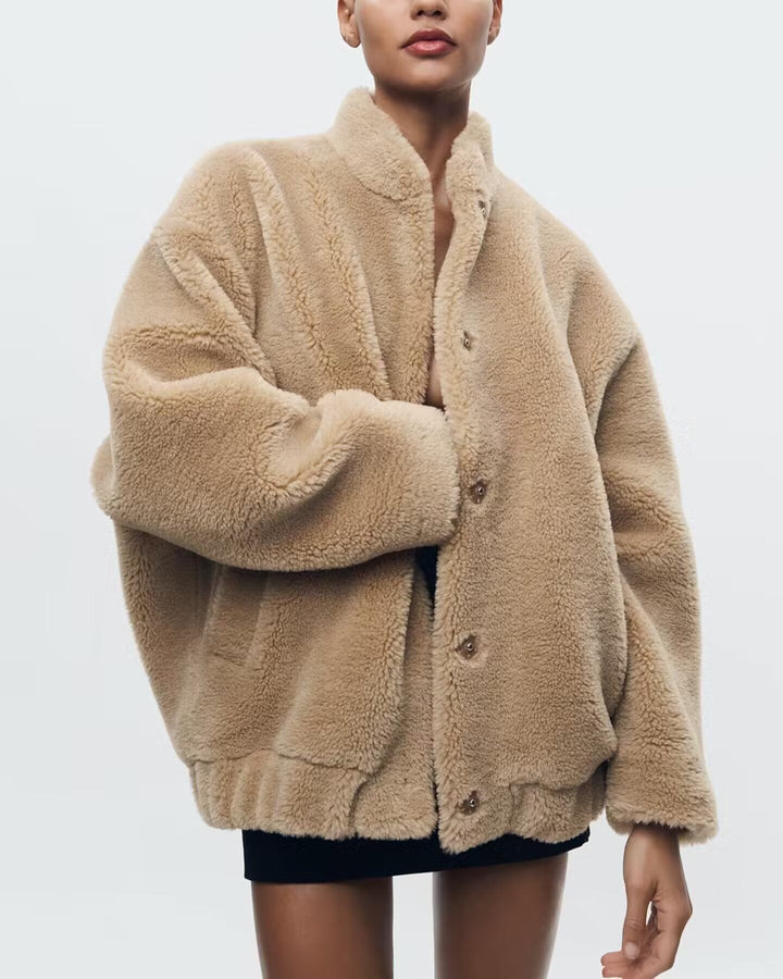 Veste teddy oversize Diana Hargreaves avec fermeture boutonnée