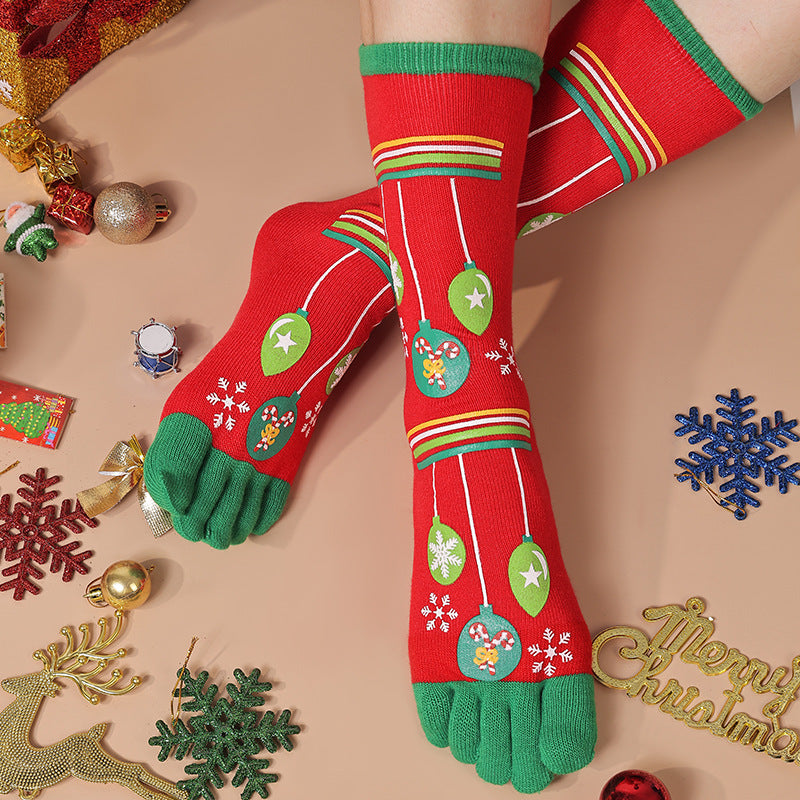 Merry Toes | Chaussettes de Noël rouges à motif de père Noël pour femmes