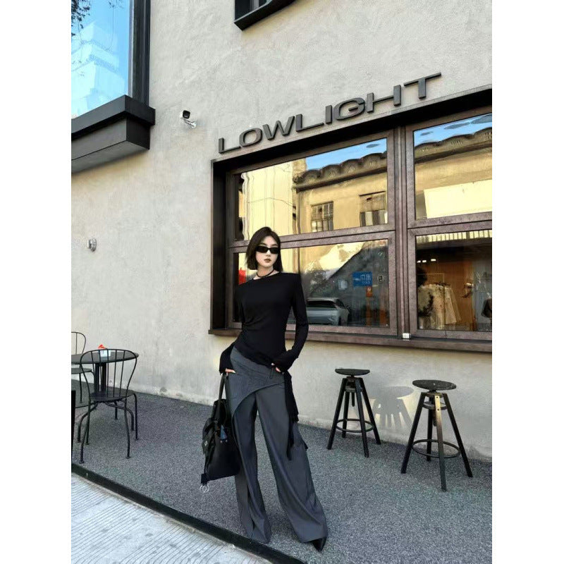 Lydia Roberts | Diagonal-Panel Wide-Leg Trousers