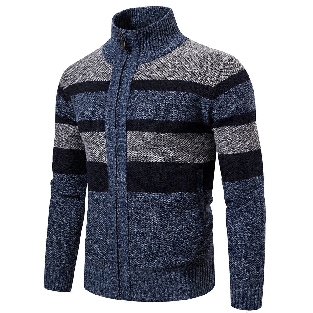Graham Pearson | Striped Zip-Up Sweater For Men