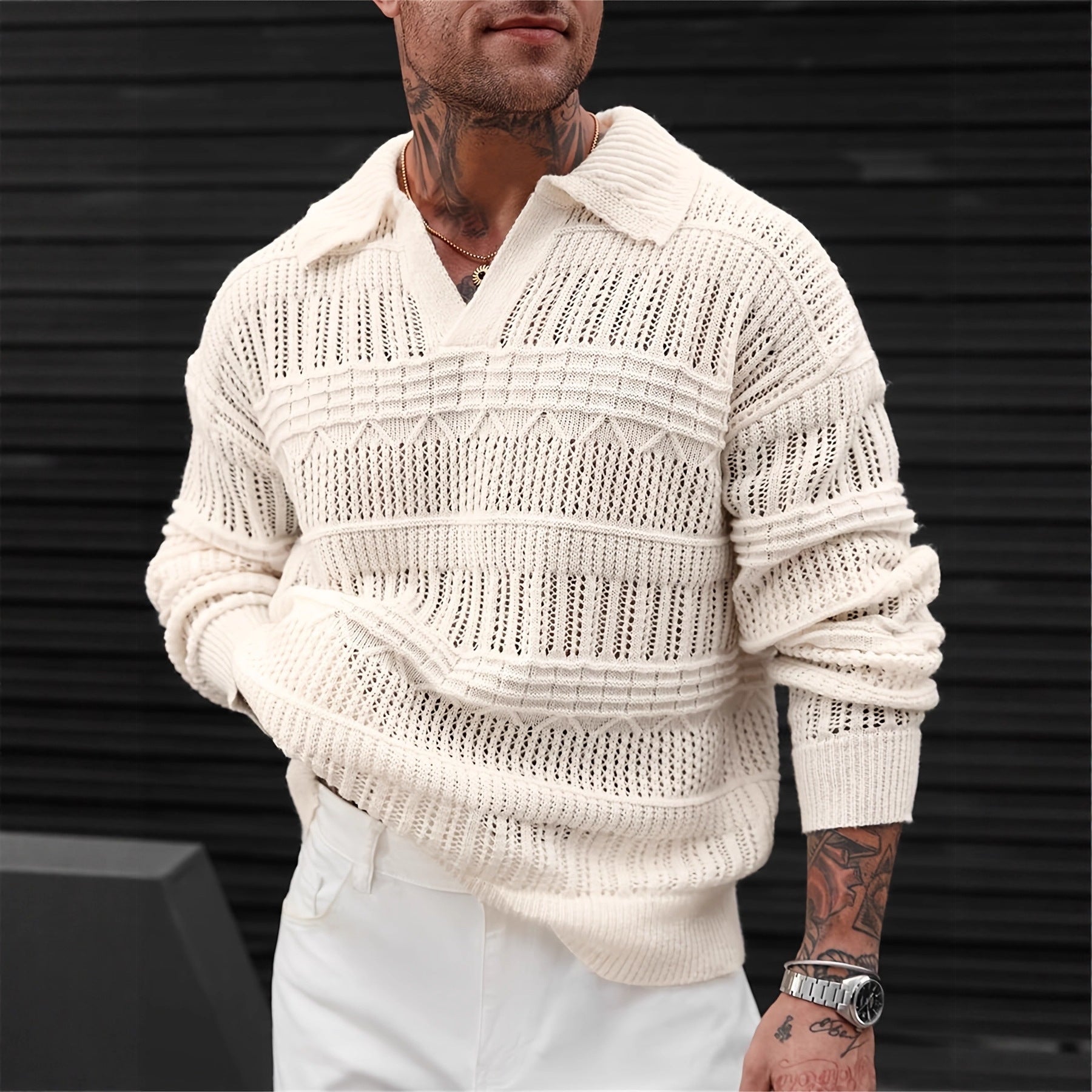 Marcus Whitmore | Pull polo en maille crochetée