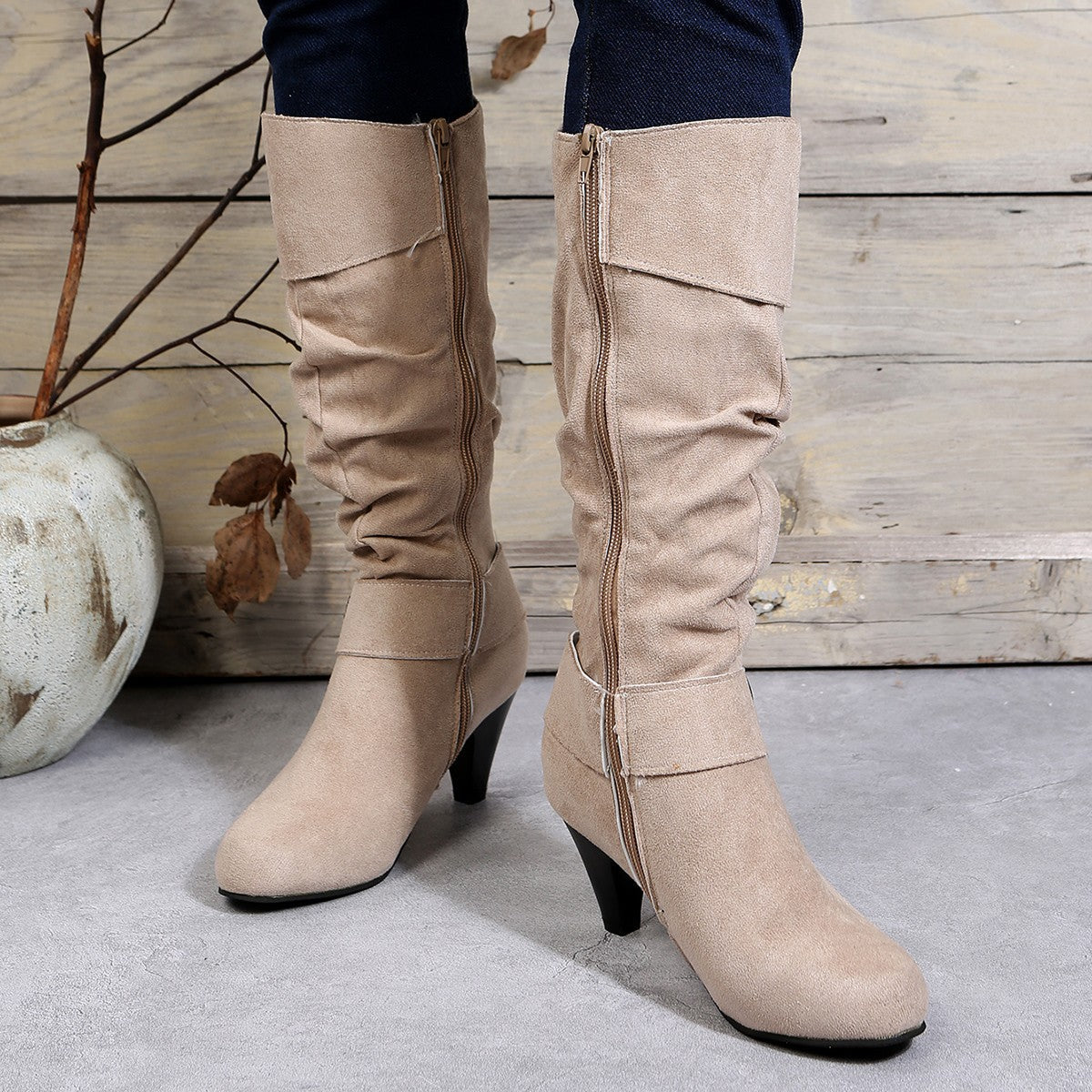 Beatrice Wilson | Bottes plissées montantes en daim