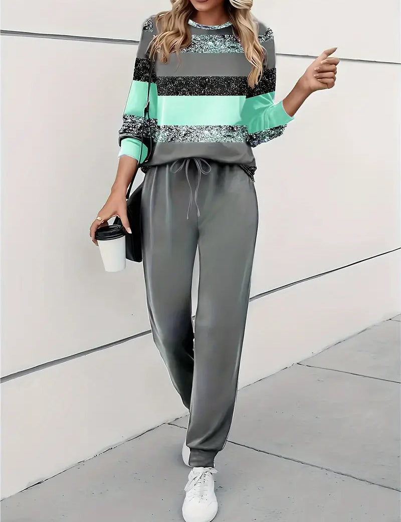 Imogen Walker | Ensemble sweat-shirt et pantalon de jogging à empiècements colorés