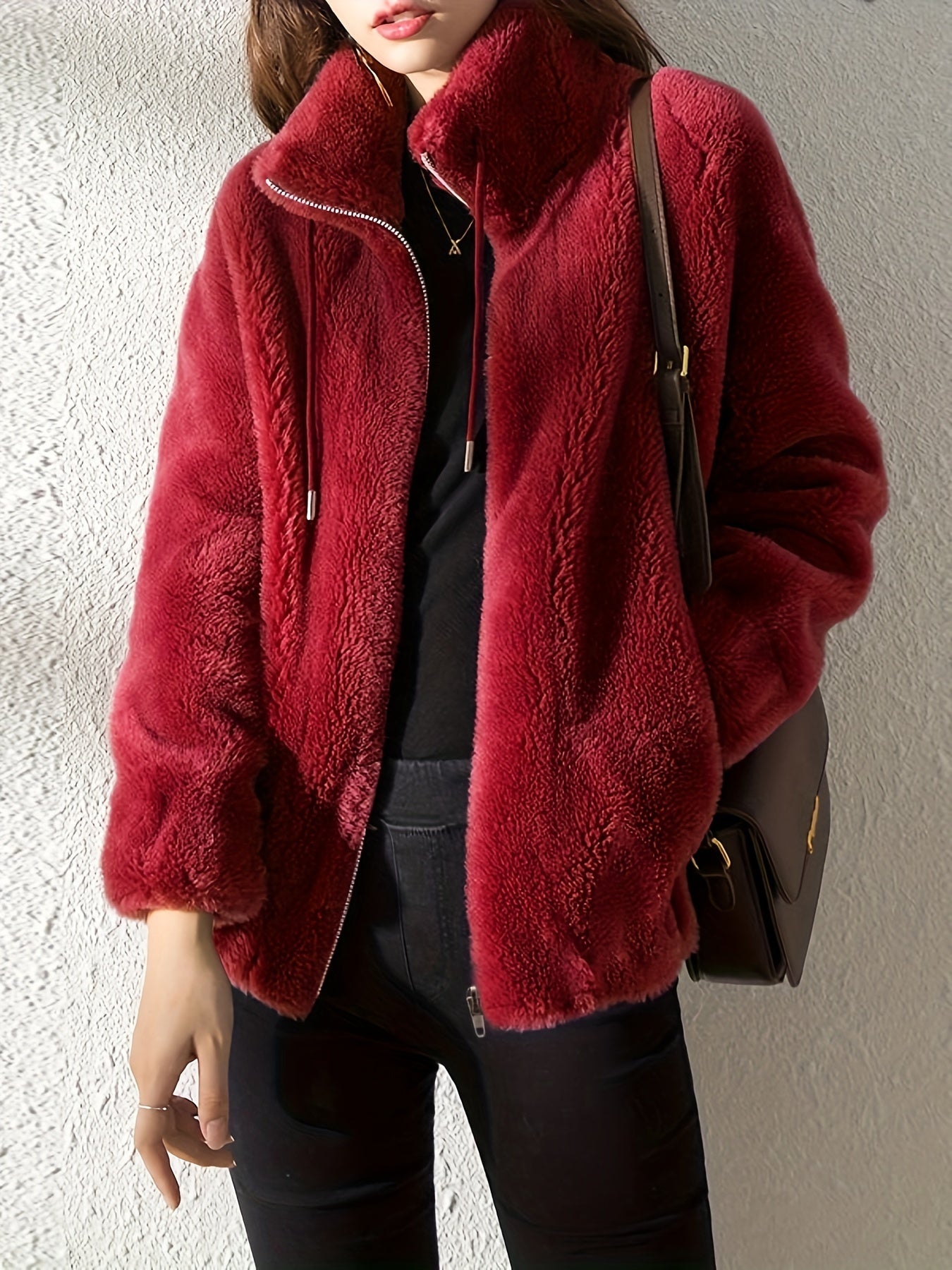 Nadia Fairfax | Faux Shearling Zip-Up Jacket
