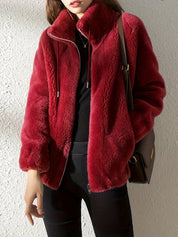 Nadia Fairfax | Faux Shearling Zip-Up Jacket