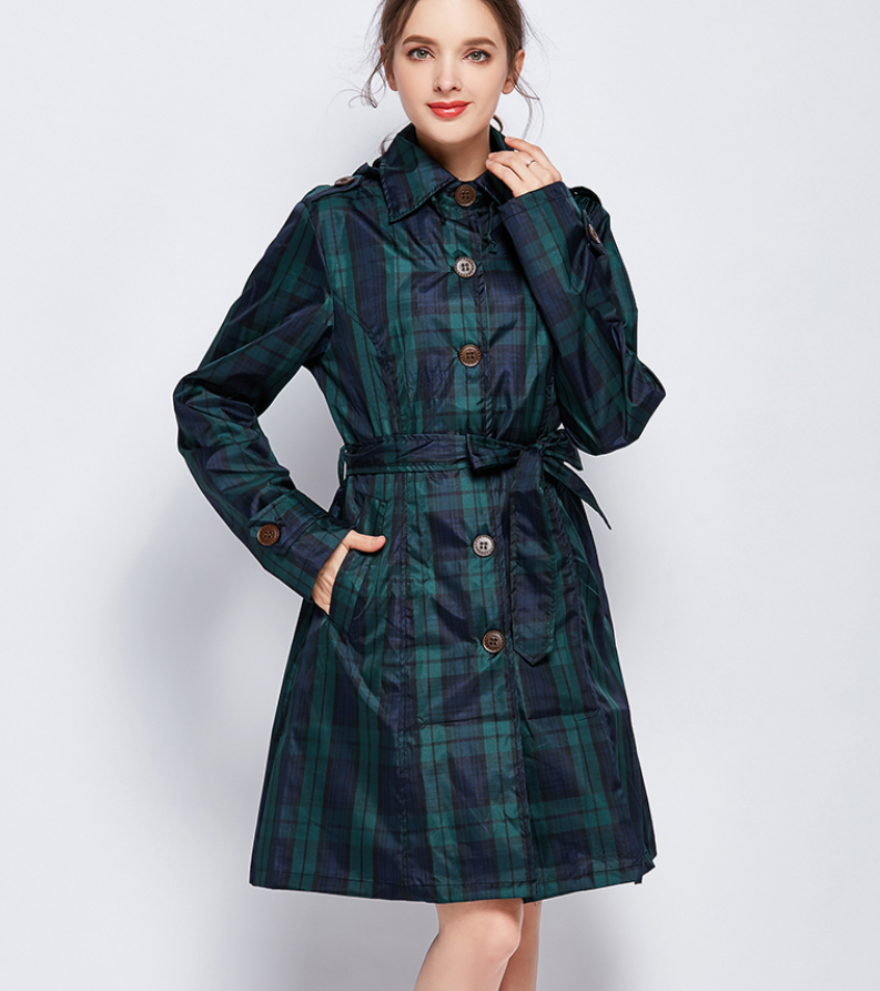 Felicity Robertson | Tartan Hooded Rain Coat Classic Plaid