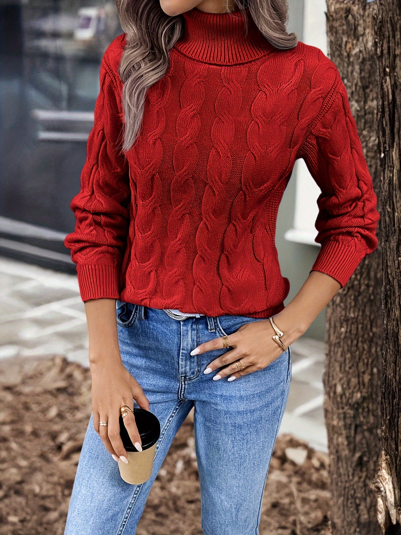 Fenella Sutherland | Cozy Cable-Knit Turtleneck Sweater