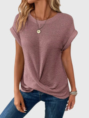 Marina Ashcombe | Waffle Knit Blouse With Crew Neck